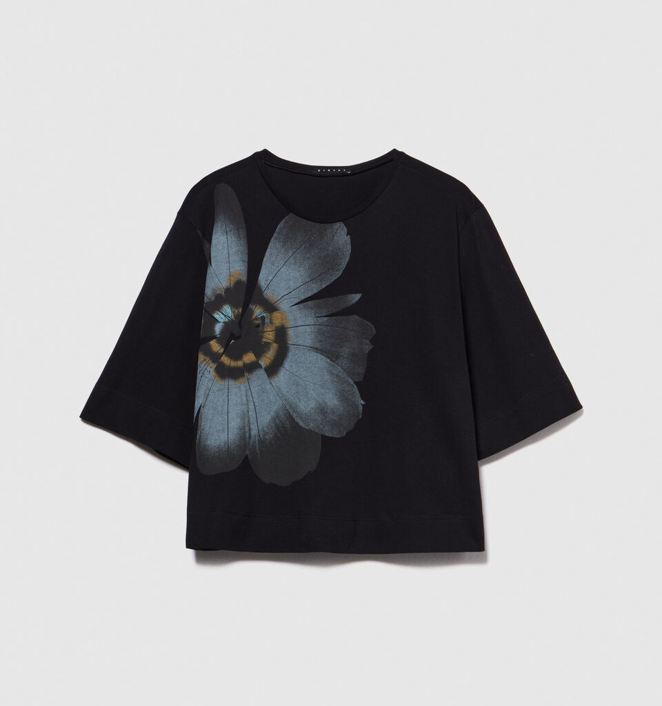 Organic cotton t-shirt with print - women's short sleeve t-shirts - Black | Sisley image number 6